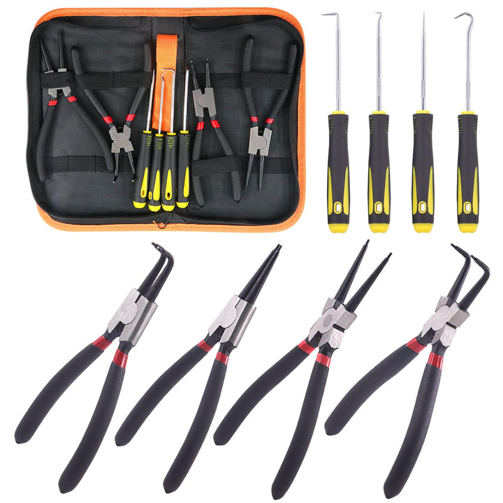 8 Stück 175mm Sprengringzangen Set Gebogene Gerade Innen Aussen Sicherungsringzange Sprengringzange
