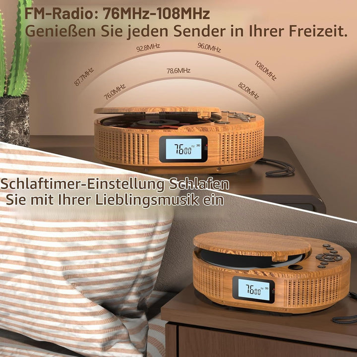 Desobry CD Player tragbar Kinder klein mit Bluetooth discman Kinder Lautsprecher Radio Boombox-CD-Pl