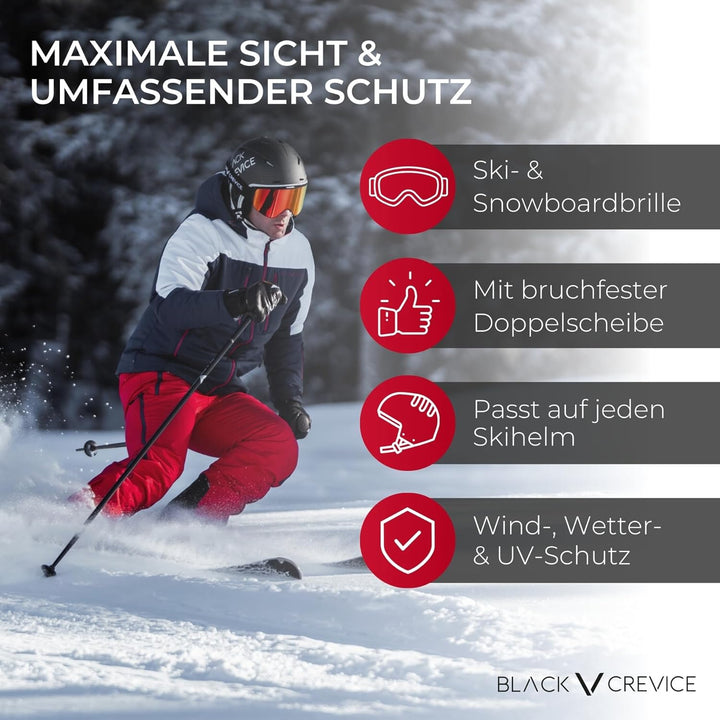 Black Crevice Damen Skibrille mit Doppelscheibe Einheitsgrösse Weiss/Pink, Einheitsgrösse Weiss/Pink