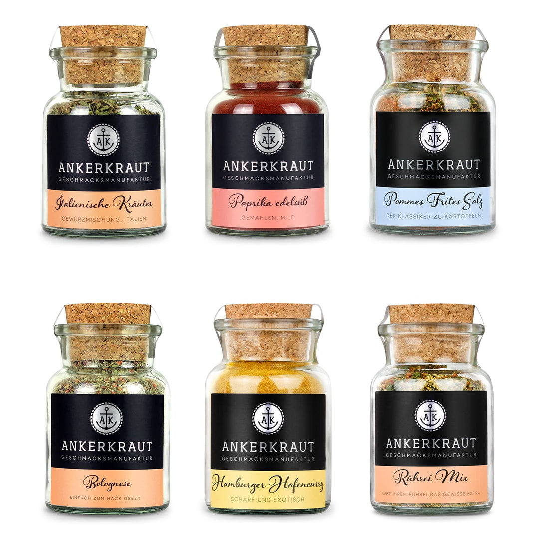 Ankerkraut Küchen Starter-Set mit 6 Gewürzen, Geschenk für Männer/Frauen/Div, Kitchen-Basic Starter-