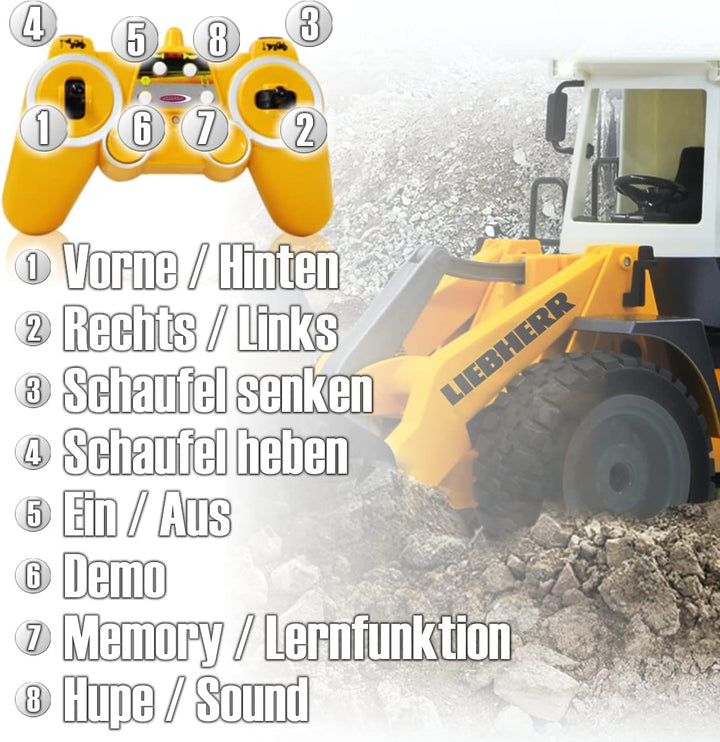 JAMARA Liebherr Radlader 564 Baustellenfahrzeug 1:20 ferngesteuert 2,4 GHz offiziell lizenziert (Lie