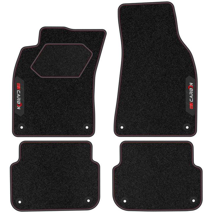 MOTOS Personalisierte Velours-Fussmatten Carbon Series passend für Audi A6 C6 2004-2011 38cm Abstand