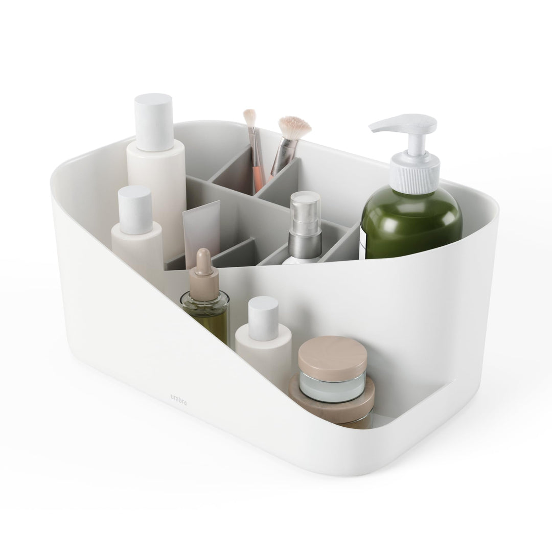 Umbra Glam Kosmetik-Organizer, vielseitiger Aufbewahrungsbehälter mit herausnehmbarem Einsatz für Ba