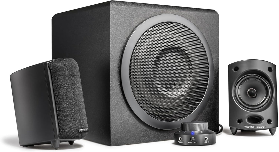 Wavemaster Moody BT 2.1 Lautsprecher System (65 Watt) mit Bluetooth-Streaming Aktiv-Boxen Nutzung fü