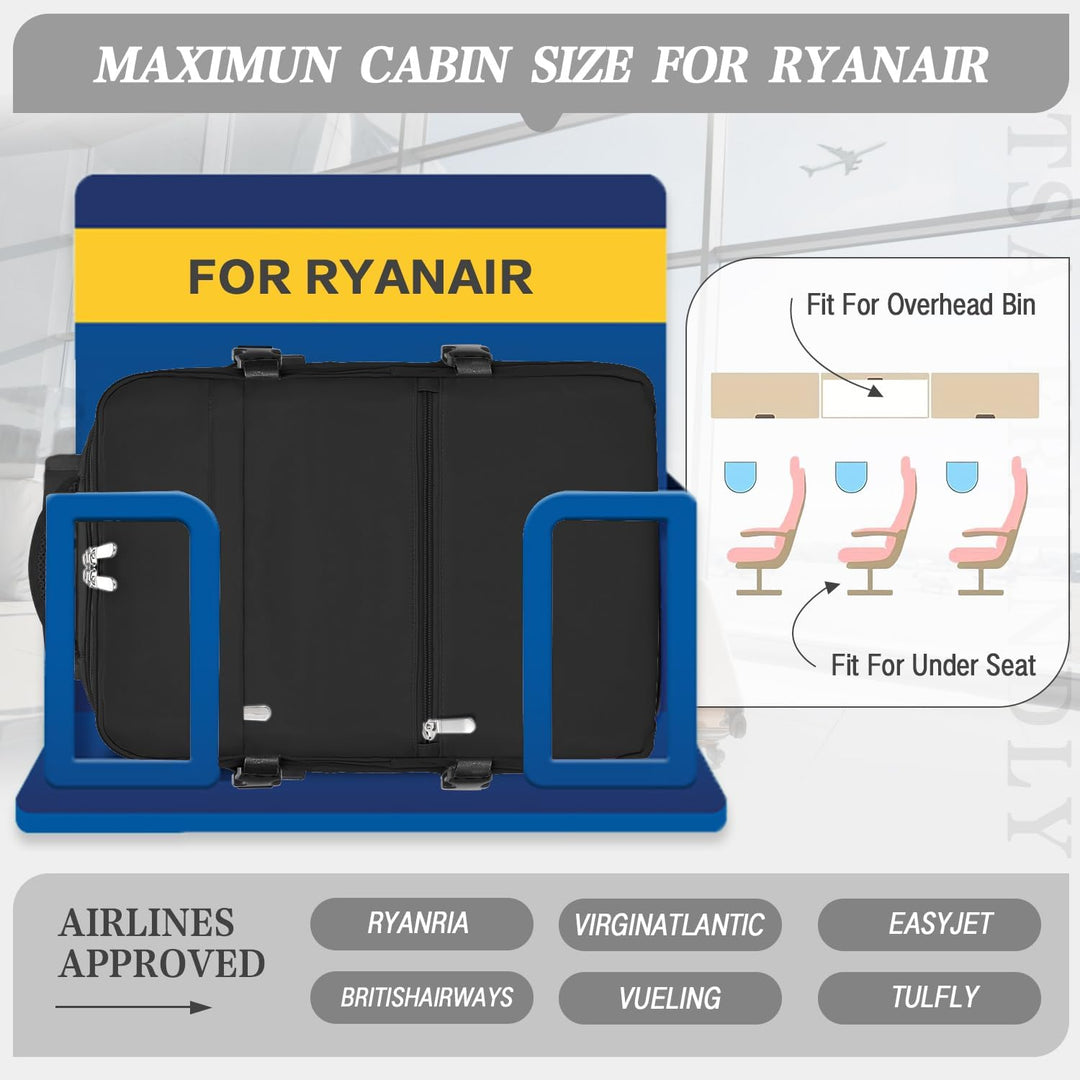 xlodea Für Ryanair Handgepäcktaschen 40 x 20 x 25 cm unter dem Sitz, Tasche Flugzeug Reiserucksack C