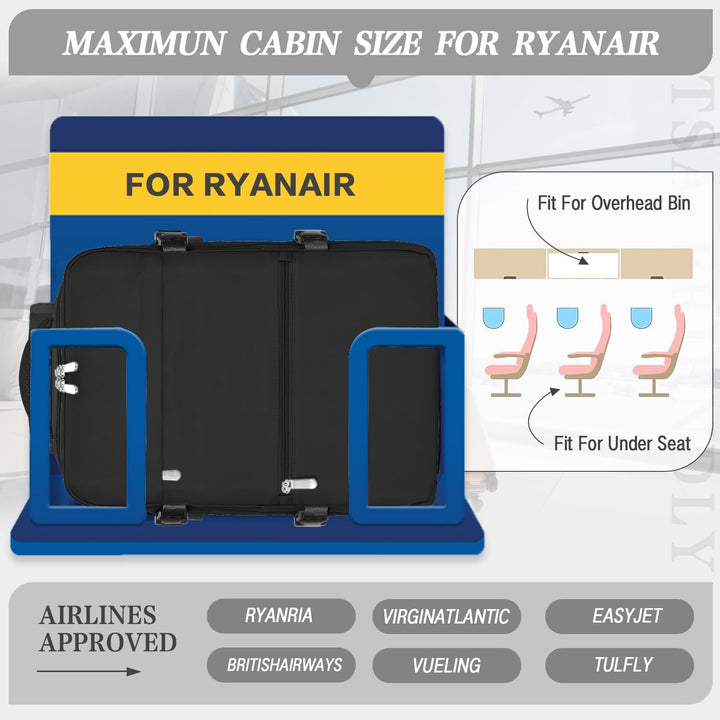 xlodea Für Ryanair Handgepäcktaschen 40 x 20 x 25 cm unter dem Sitz, Tasche Flugzeug Reiserucksack C