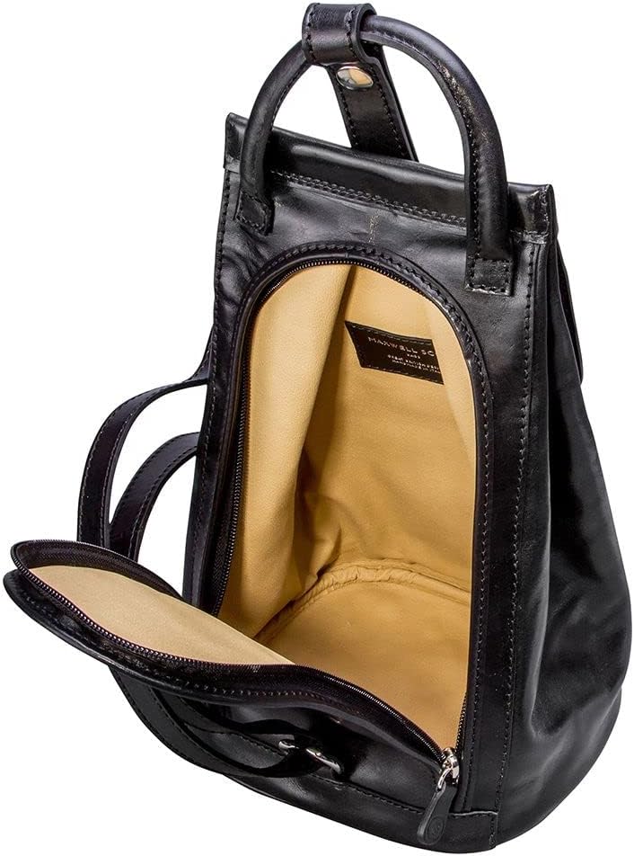 Maxwell Scott Hochwertiger Damen Leder Rucksack Carli in Schwarz, Schwarz