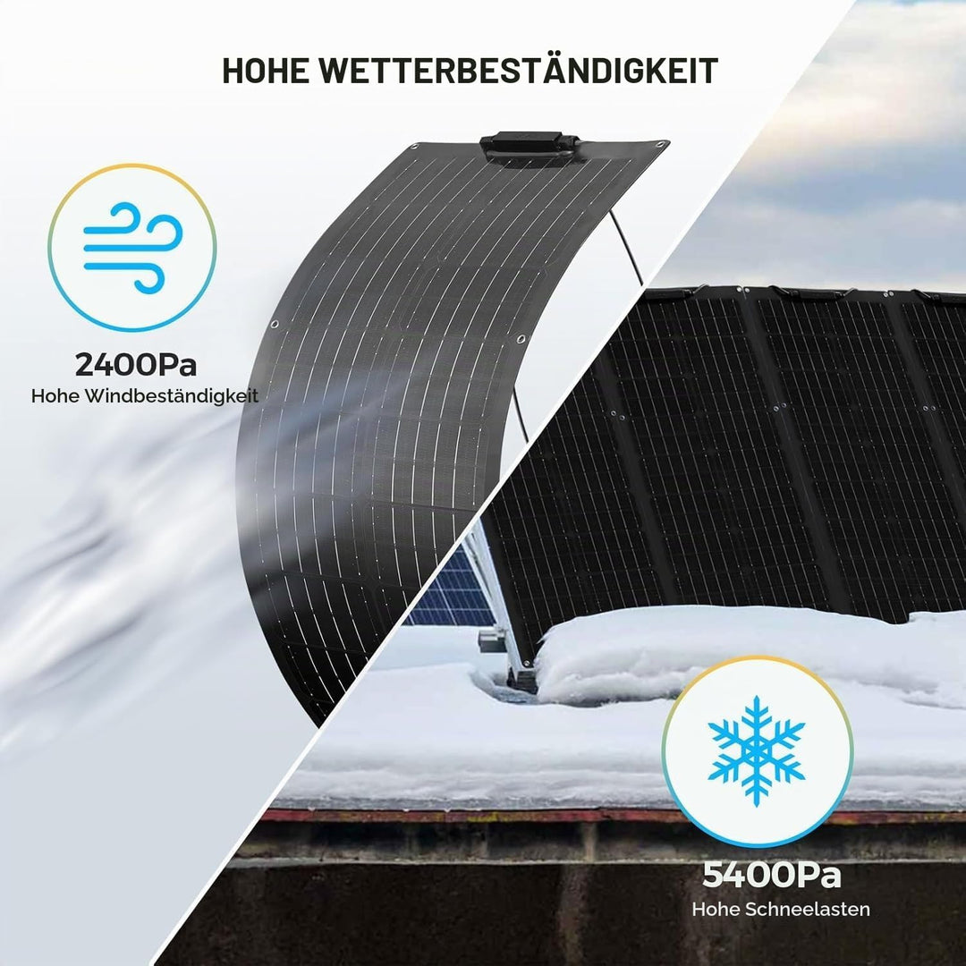 2 x 50W Flexibles Solarpanel Kit Set 12V Monokristallines 100Watt Solarmodul mit 10A 12V/24V Solarla