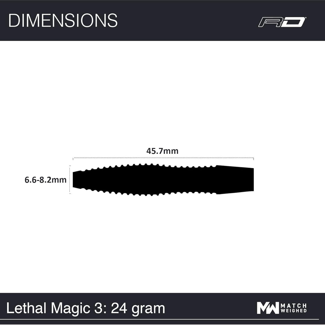 RED DRAGON Lethal Magic 21g, 24g oder 26g Tungsten Darts mit Flights und Schäfte 24.0 Gramm, 24.0 Gr