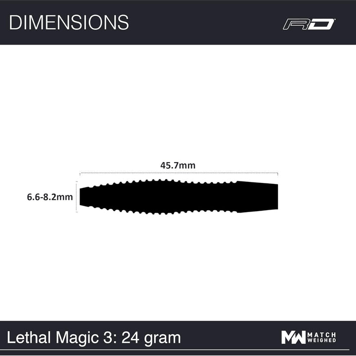 RED DRAGON Lethal Magic 21g, 24g oder 26g Tungsten Darts mit Flights und Schäfte 24.0 Gramm, 24.0 Gr