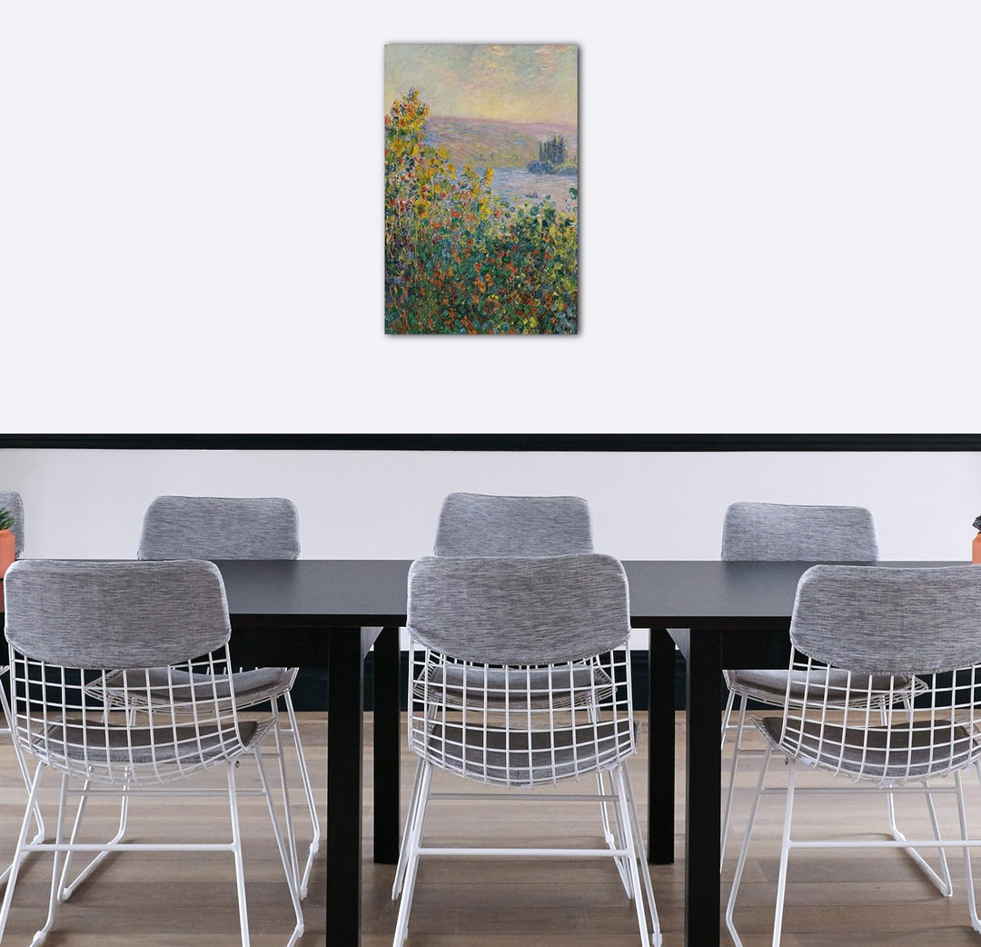 Printed Paintings Leinwand (70x100cm): Claude Monet - Blumenbeete in Vetheuil 70x100 cm, 70x100 cm
