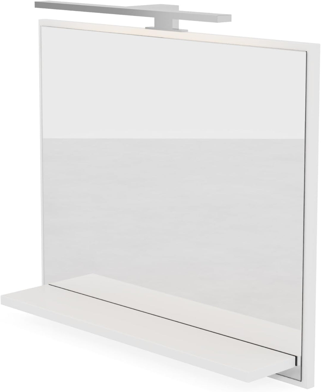 Badspiegel IP44 mit Beleuchtung und Ablage, Weiss Badezimmer Wandspiegel 60 cm, Badezimmerspiegel Ba