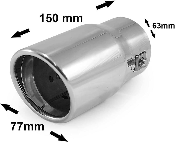 Auspuffblende Endrohr Auspuff Universell Schalldampf Edelstahl Rund bis 58mm Chrom AutoHobby