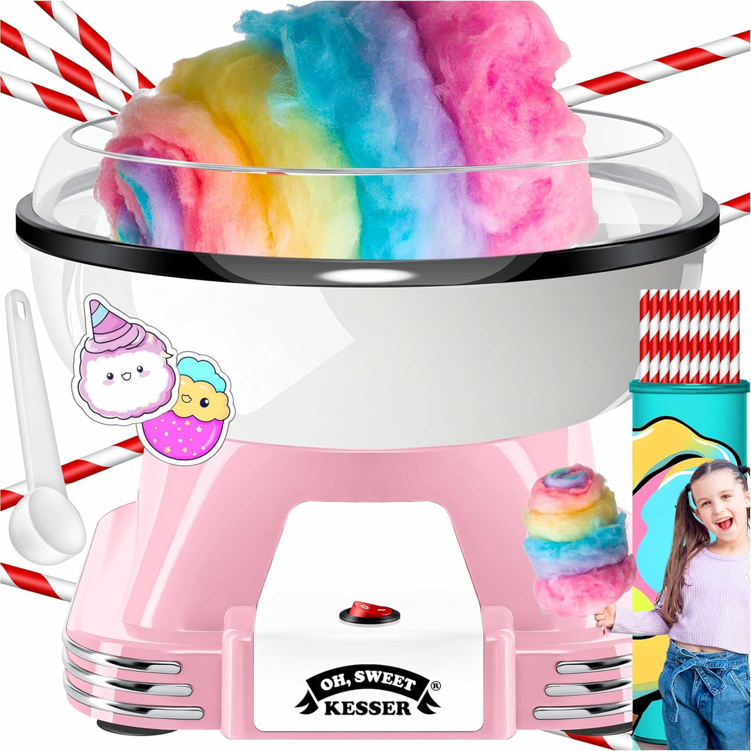 KESSER® Zuckerwattemaschine Set für Dein zuhause - Mit 30x Zuckerwatte Stäbchen & Messlöffel - Retro