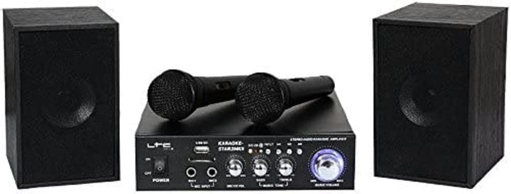 LTC - KARAOKE-STAR2MKII - Karaoke-Kit mit Verstärker, 2 kabelgebundenen Mikrofonen und 2 x 50W Lauts
