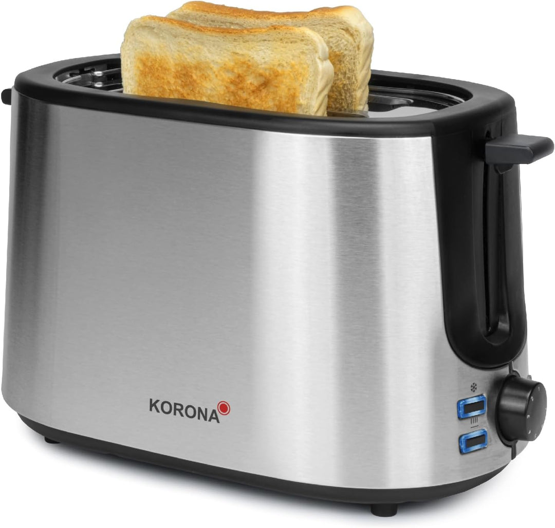 Korona 21255 Toaster | Hochwertiges Edelstahlgehäuse | Integrierter Brötchenaufsatz | Stufenlos eins