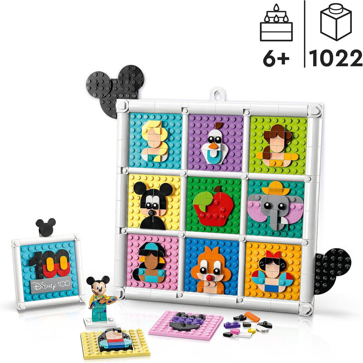 LEGO 43221 | Disney 100 Jahre Disney Zeichentrickikonen, Bastelset und DIY Set als Wandkunst und Sch
