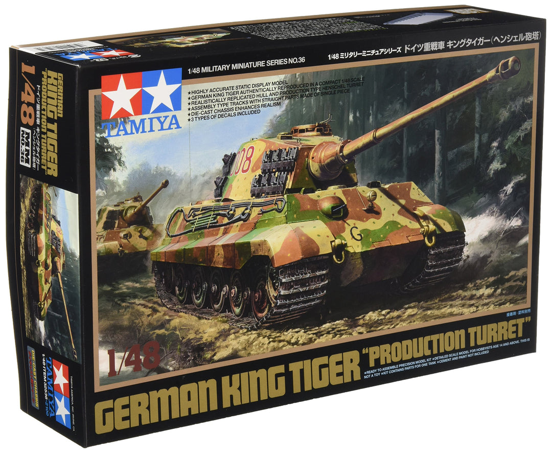 TAMIYA 300032536 1:48 Deutscher Königstiger Henschel Turm, originalgetreue Nachbildung, Modellbau, P