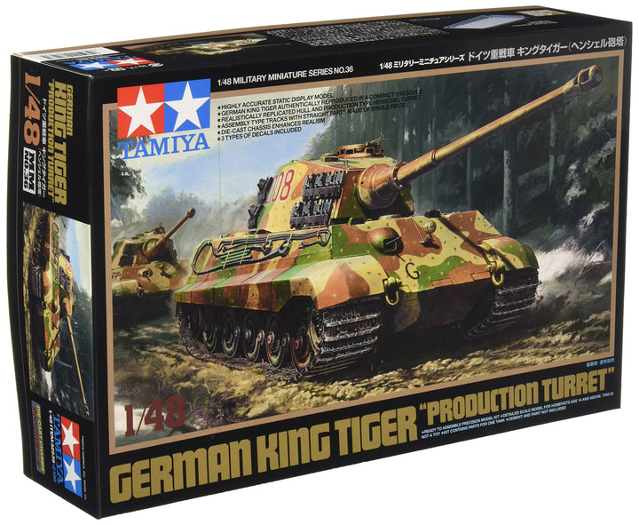 TAMIYA 300032536 1:48 Deutscher Königstiger Henschel Turm, originalgetreue Nachbildung, Modellbau, P