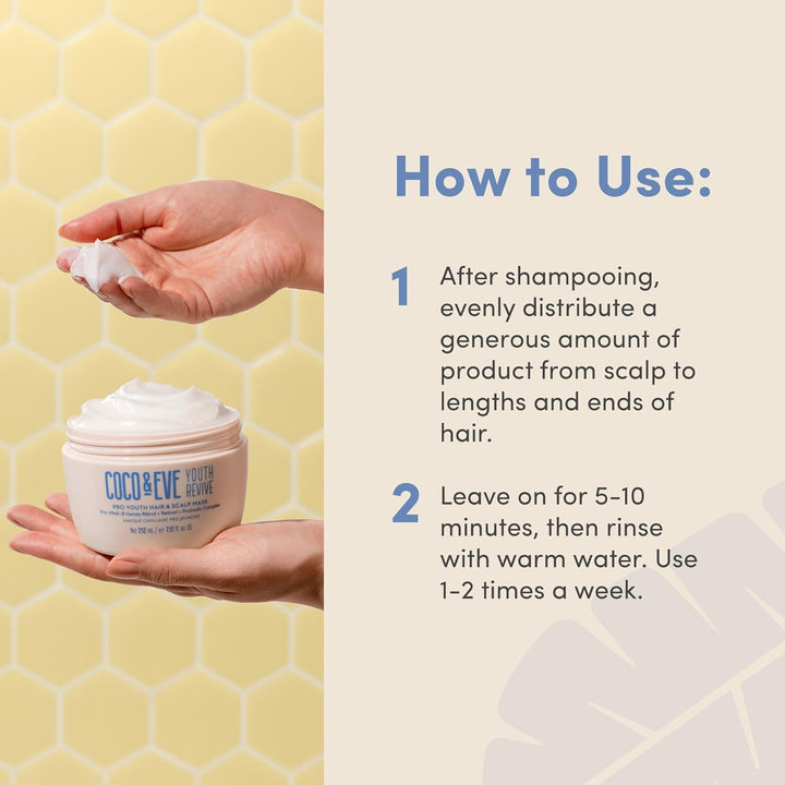 Coco & Eve Pro Youth Haarmaske. Anti-Aging Haarmaske für Kraft, Glanz & Volumen. Reguliert Schuppen