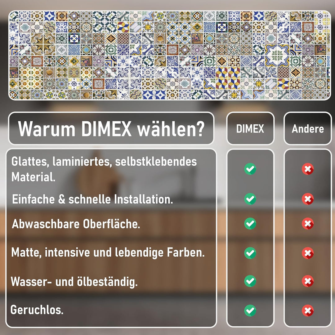 Dimex Küchenrückwand Folie selbstklebend PORTUGIESISCHE Fliesen | Klebefolie - Dekofolie - Spritzsch