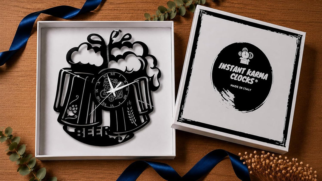 Instant Karma Clocks Vinyl Wanduhr, Handgefertigt, Beer Bier, Barman Cocktail Bar