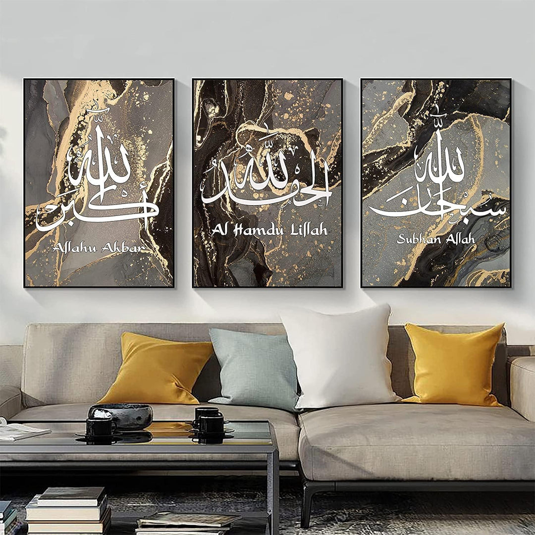 LPFNSF Islamische Bilder Wohnzimmer,Leinwand Islam Bild wandbilder wohnzimmer,Marmor Leinwand Gemäld