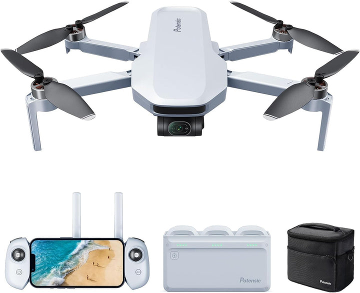 Potensic ATOM GPS Drohne mit 4K Kamera&3-Achsen-Gimbal, C0, Unter 249g, 3 Akkus 96 Min.Flugzeit, 6KM