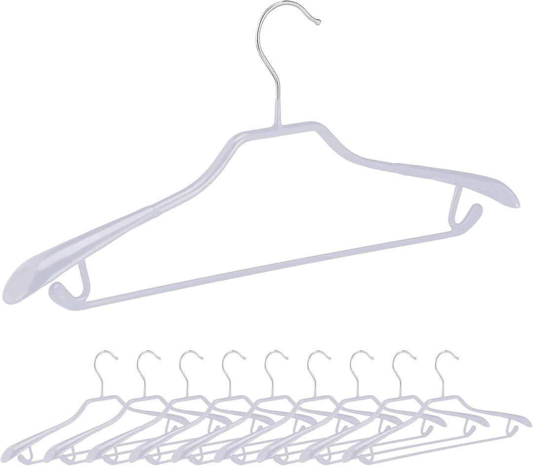 50 x Anzugbügel, breite Schulterauflage, rutschfest gummiert, Kostümbügel, Hosenstange, Haken, Kleid