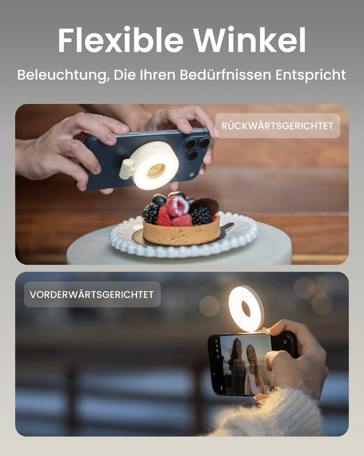 KraftGeek Magnetische Selfie Licht Kompatibel mit Magsafe, Tragbares LED Handy Licht für iPhone/Andr