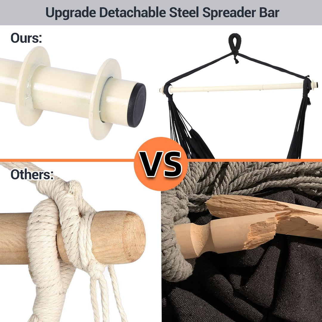 Ohuhu Hängesessel mit 2 Kissen und Deckenhaken-Kit, Hängesessel Outdoor XL Hängestuhl bis 150 kg für