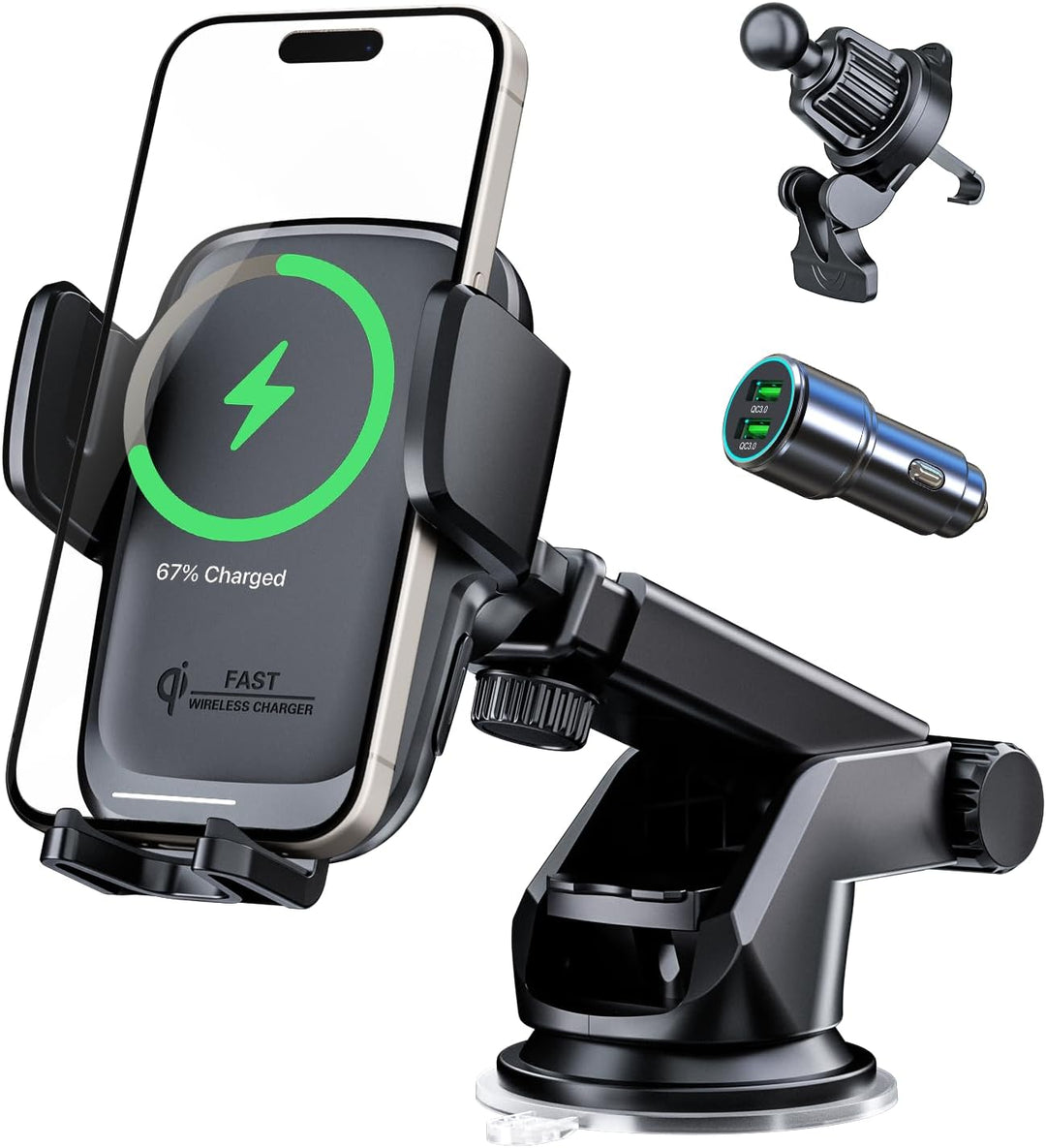 KPON Handyhalterung Auto mit Ladefunktion, Induktive ladestation Auto 15W,Auto zubehör Handyhalterun