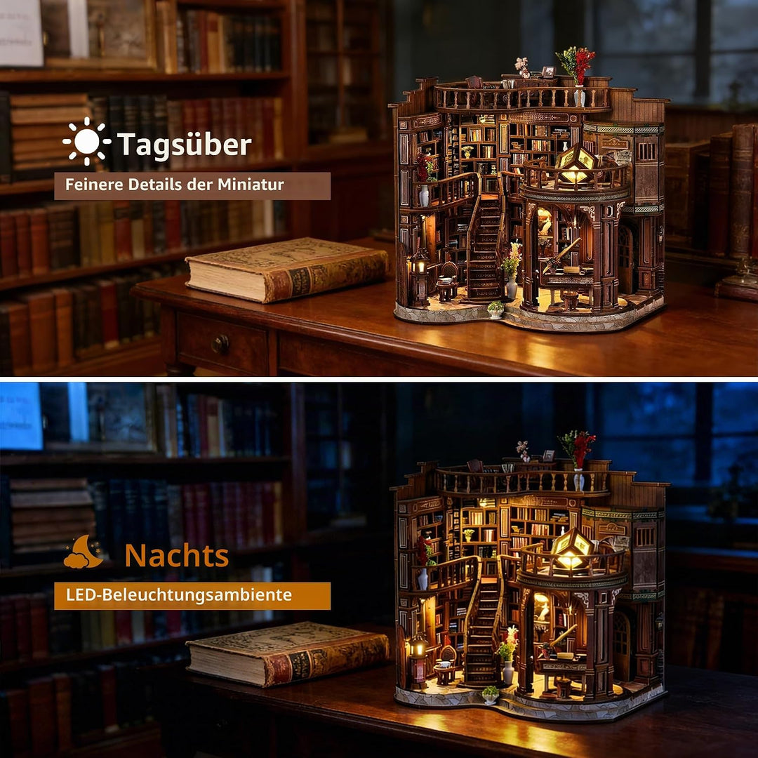 Book Nook Kit für Erwachsene - CRIOLPO DIY Miniatur Haus Holzpuzzle 3D Puppenhaus - Buchstütze für B