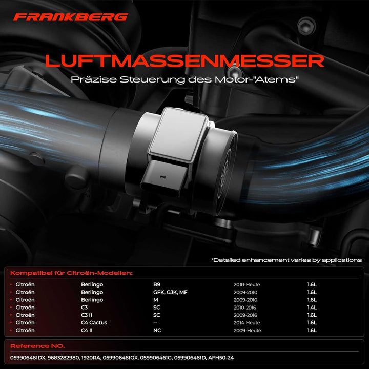 Luftmassenmesser für Berlingo C-Elysee C3 II C4 II C5 III DS3 DS4 DS5 Jumpy 2008 I Partner Rifter 20