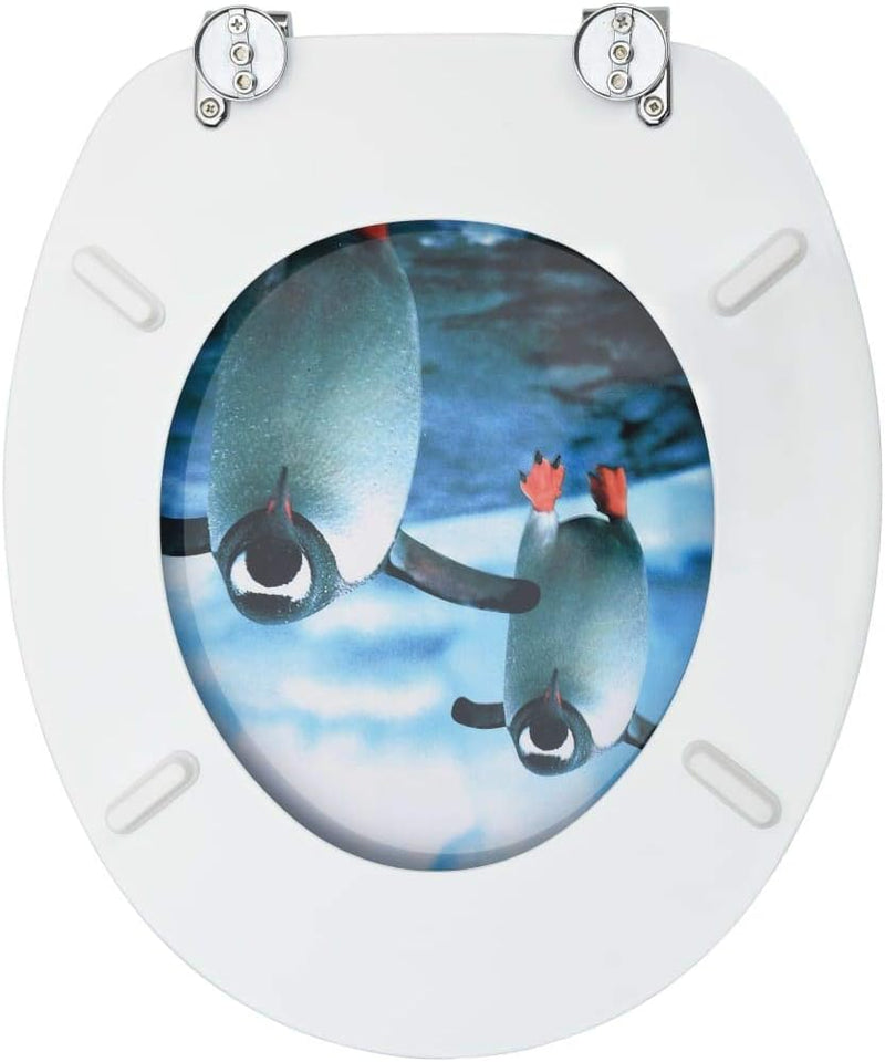 HOMIUSE Toilettensitze mit 2 Stk. MDF Pinguin-Design Toilettendeckel Wc Sitz Klobrille Wc Deckel Toi