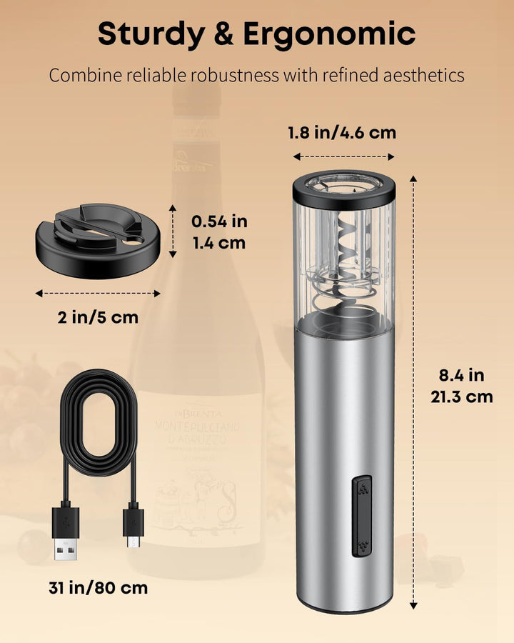 Pawfly Akku Weinflaschenöffner mit Folien Schneider Automatischer Weinöffner USB-C Aufladbarer Elekt