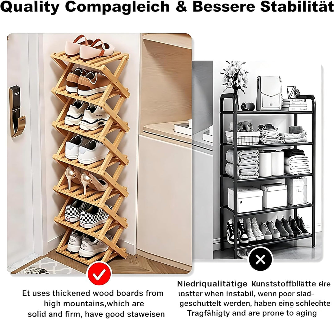 Schuhregal Platzsparend, Faltbares Schuhregal, 4 Ebenen, tragbar, ohne Installation, Schuhorganizer