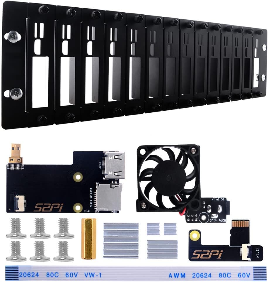 GeeekPi 3U Rack Kit für Raspberry Pi 4B, 19" 3U Rackmount Unterstützt 1-14 Einheiten mit 14 Raspberr