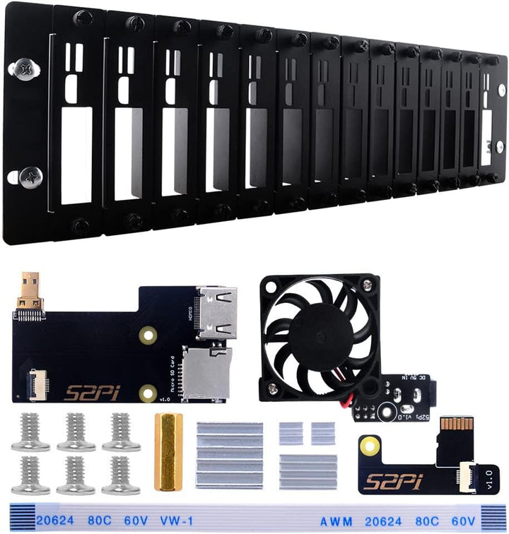 GeeekPi 3U Rack Kit für Raspberry Pi 4B, 19" 3U Rackmount Unterstützt 1-14 Einheiten mit 14 Raspberr