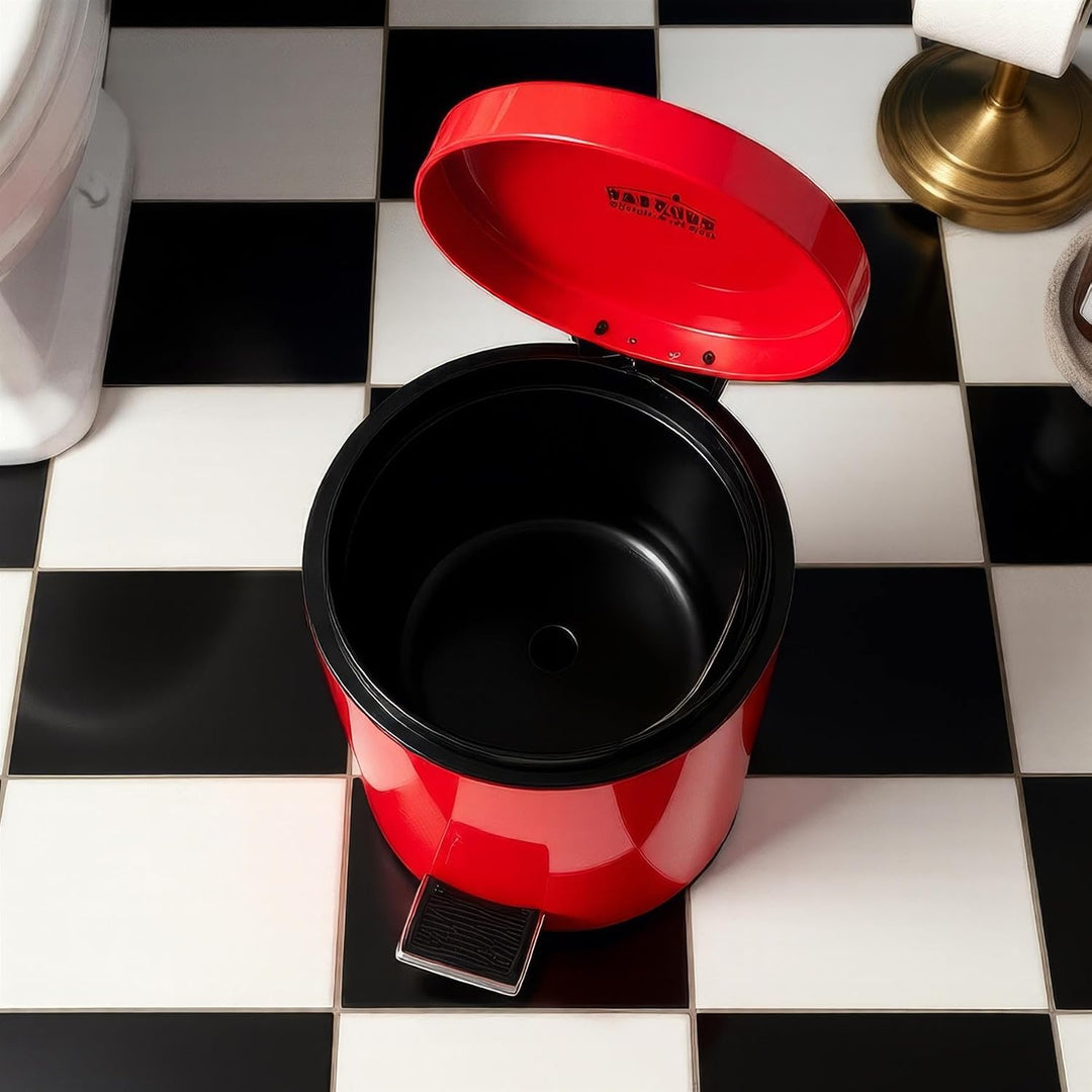 Harbour Housewares Runde Badezimmerpedalbehälter - 3L - Rot, rot