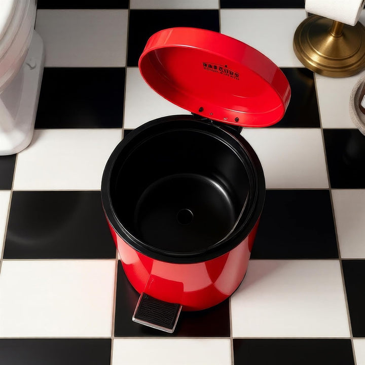 Harbour Housewares Runde Badezimmerpedalbehälter - 3L - Rot, rot