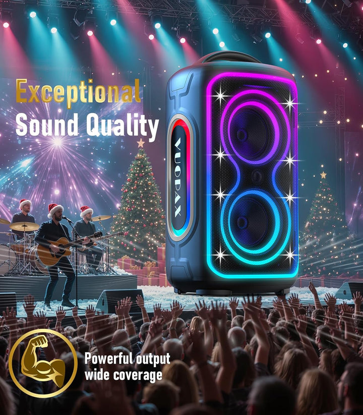 Bluetooth Lautsprecher Gross Party 200 watt, Tragbare Musikbox Bluetooth Subwoofer/LED-Lichtshow/IP6