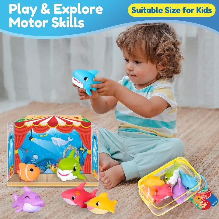 Oriate Infantino Badewannenspielzeug，6PCS Shark Meerestiere Figuren Baby Spielzeug，Kinderdusche Pool