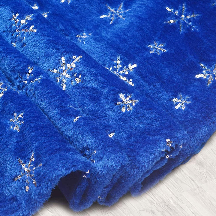 Deggodech 78cm Weihnachtsbaum Röcke Blau Plüsch Weihnachtsbaum Rock Matte mit Silber Schneeflocke We