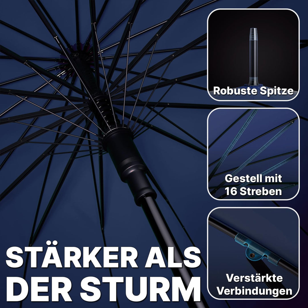 Royal Walk Gross XXL 54 inch Automatik Reise Golf Regenschirm für Damen und Herren Sturmfest Windsic