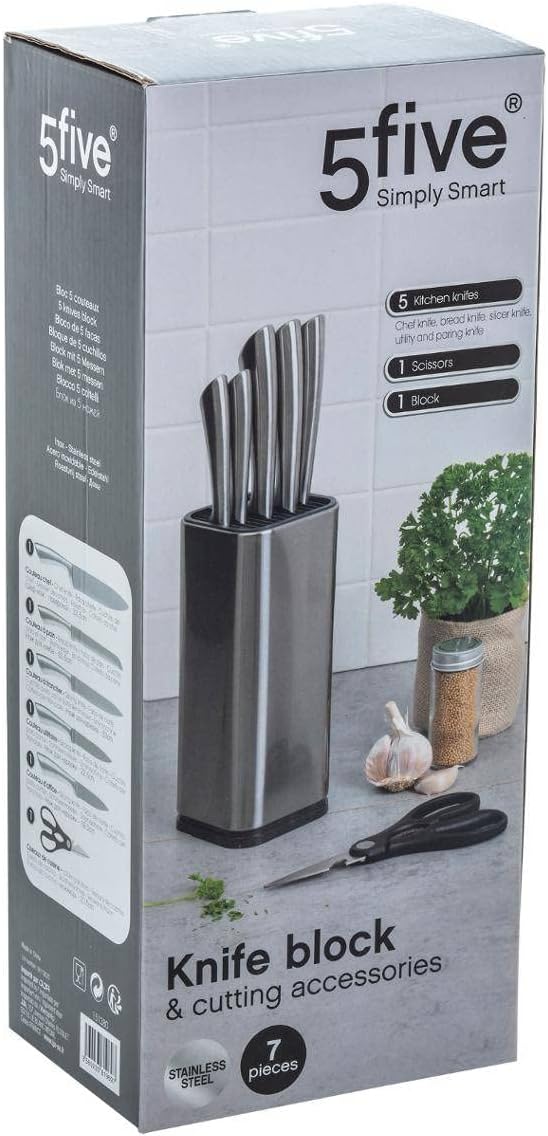 5 five simply smart 5five - block 5 messer silver precision mit stahlgriff