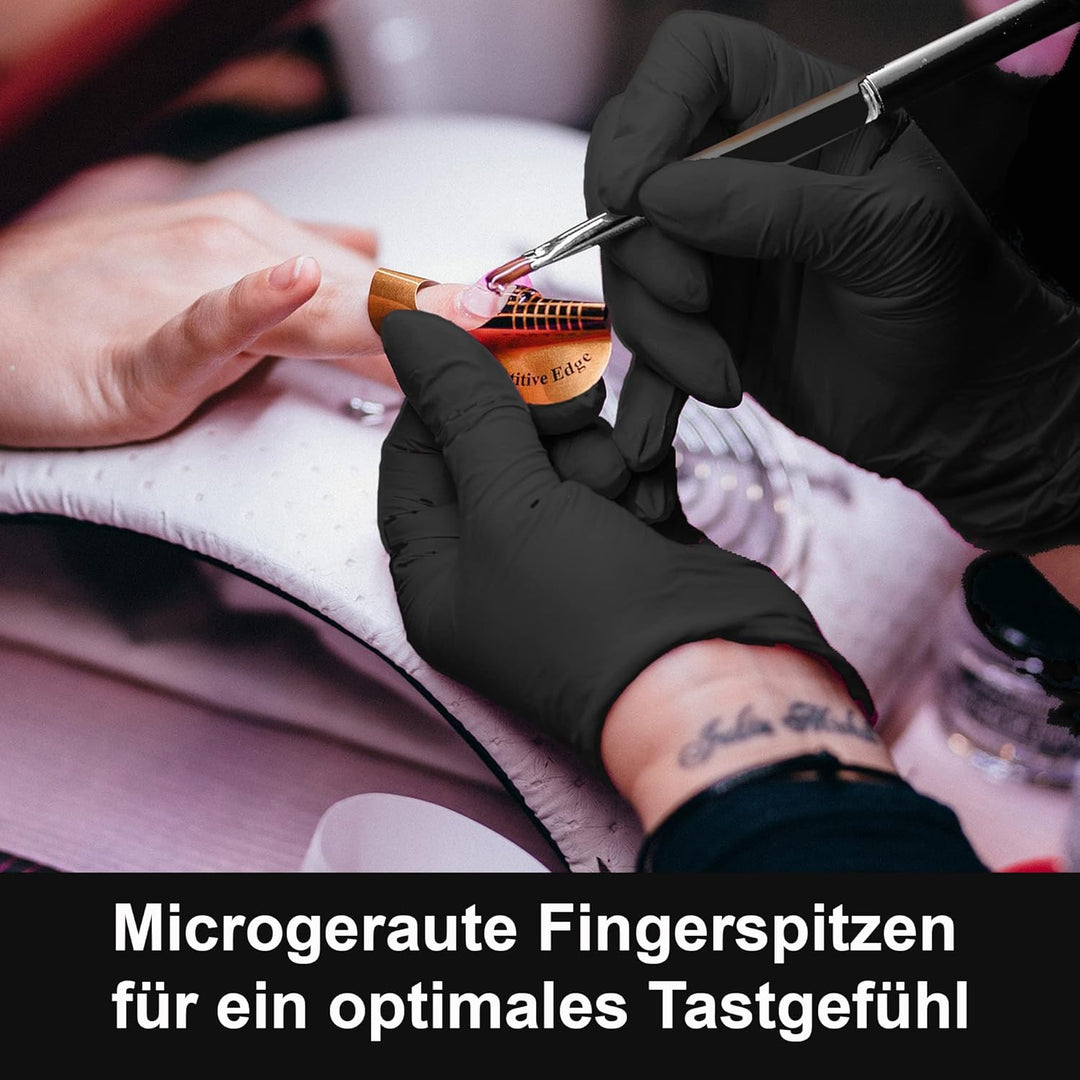200 Stck - Einweghandschuhe von GUARD 5 - Schwarze Nitril-Handschuhe puderfreie Tätowierhandschuhe K