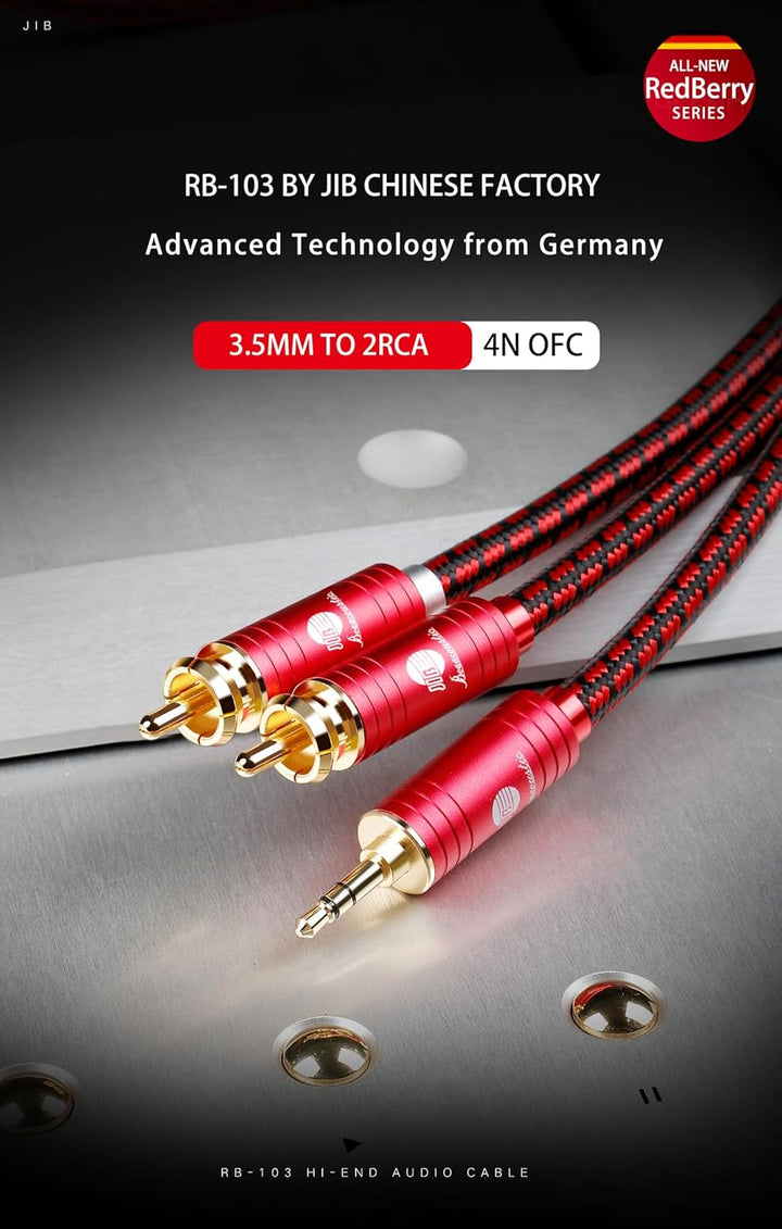 BOAACOUSTIC JIB Audiophile 2xCinch auf klinke 3,5 Audio Kabel, 3,5mm aux Stecker auf 2 RCA Stecker A
