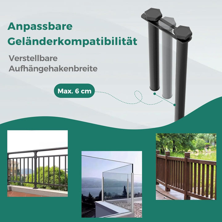 COSTWAY Balkontisch klappbar, Balkonhängetisch zum Einhängen, Klapptisch aus Metall, rechteckiger Hä