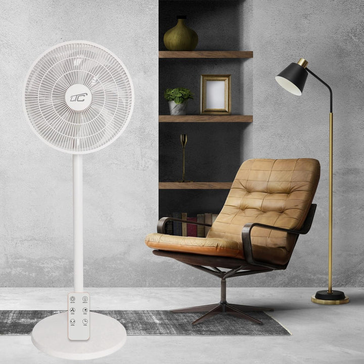 LTC Standventilator Flüsterleise (27dB) mit 15 Flügeln – Leistungsstarker Bodenventilator mit Fernbe